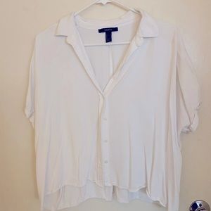 Cropped batwing sleeve button up